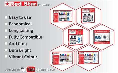 Red Star Ink Refill kit Suitable for HP 803 802 805 818 901 682 680 678 ...
