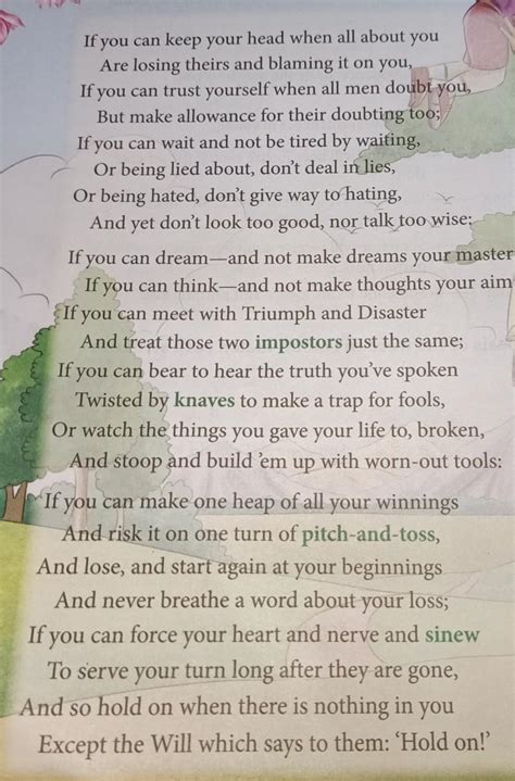 Write summary of poem If by Rudyard Kipling - Brainly.in