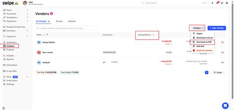 How to sort vendors based on closing balance on vendors dashboard ...
