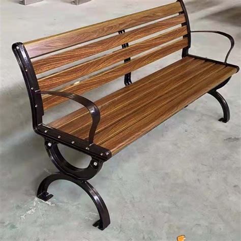 铸铝长条公园椅定做 户外不锈钢园林休闲椅子 塑木带靠背创意座椅
