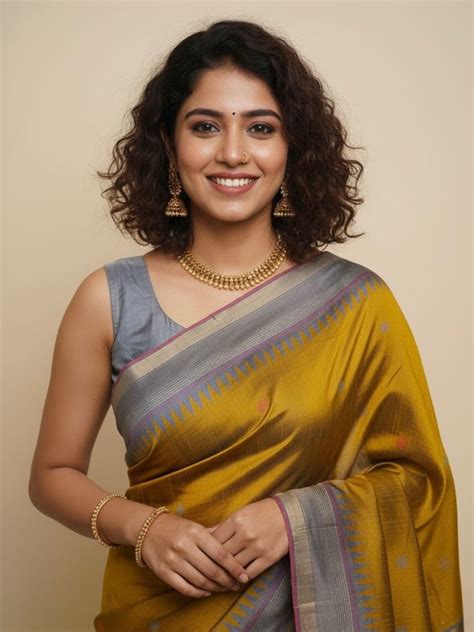 Mithra – Mustard Raw Silk Saree with Grey Temple Border – Thugil
