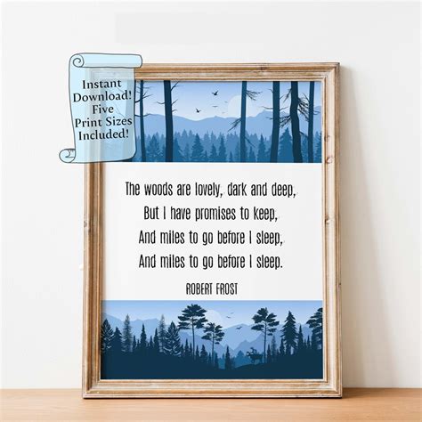 Robert Frost Poem Print the Woods Are Lovely, Dark and Deep Stopping by ...
