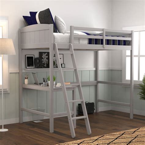 Hillsdale Alexis Wood Arch Twin Loft Bed with Desk - Gray HD-7172-321 at Homelement.com