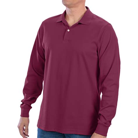 Long Sleeve Cotton Polo Shirts For Mens