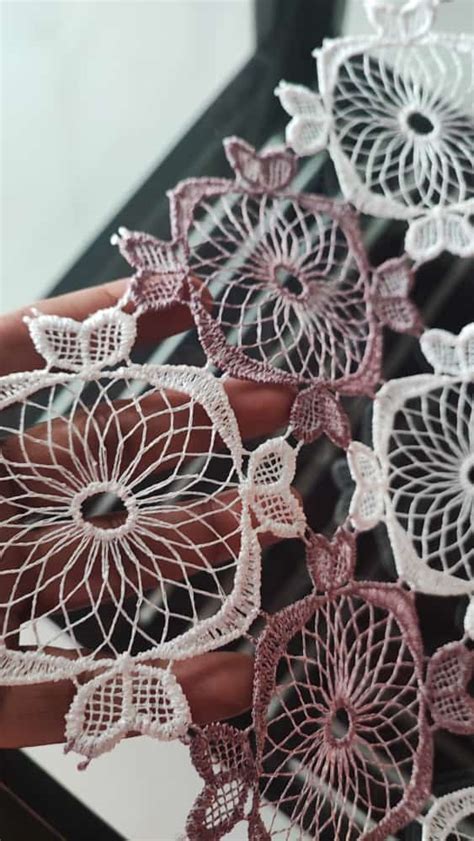 Buy Sajja Crochet Cutwork White Purple Table Runner (L- 32in, W-15in ...