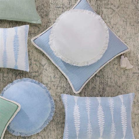 Providence Blue Woven Throw Pillow with Rope Border & Tassel, 18"