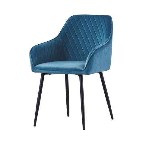 Blue Diamond Cut Velvet Accent Comfy Chair with Black Legs – Homcraft