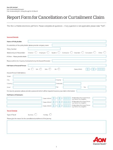 Get Aon Travel Claim Form Printable: Fill out & sign online | DocHub