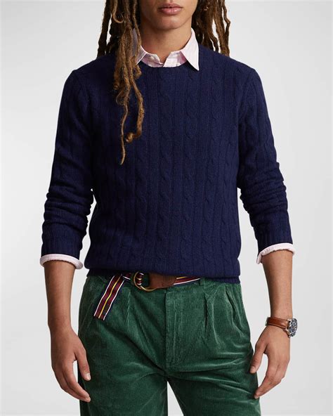 Polo Ralph Lauren Men's The Iconic Cable-Knit Cashmere Sweater | Neiman ...