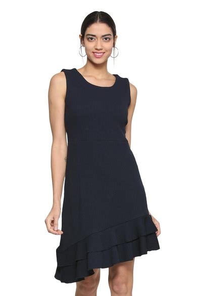 Buy Women Navy Textured Casual Dress Online - 282507 | Allen Solly