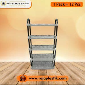 RAK SEPATU PLASTIK SUSUN 5 MIRING JENNY ABU, HARGA MURAH