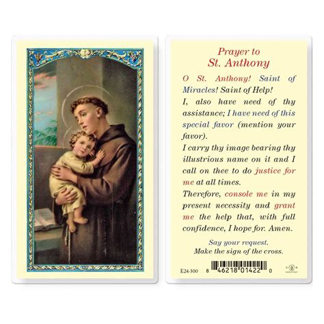 LAMINATED HOLY CARD - PRAYER TO ST. ANTHONY | EWTN Religious Catalogue