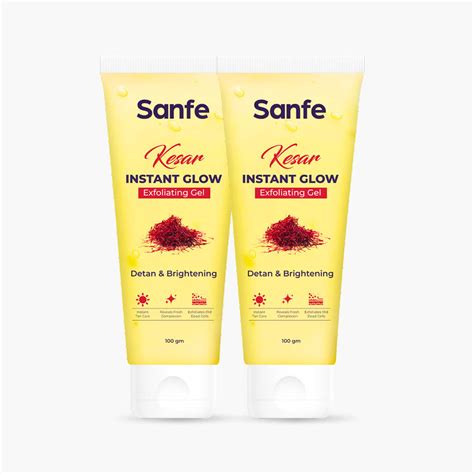 Sanfe Kesar Instant Glow Exfoliating Gel 100g (Pack of 2) | Radiant ...