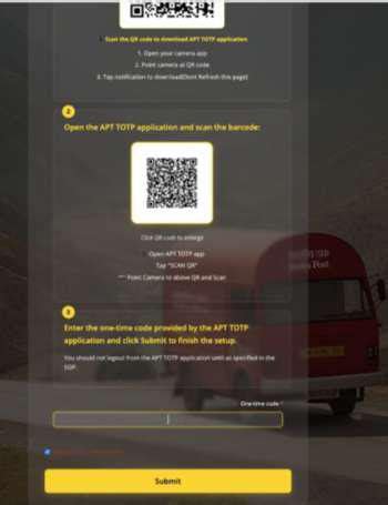 Operational Guide – TOTP Login to APT application