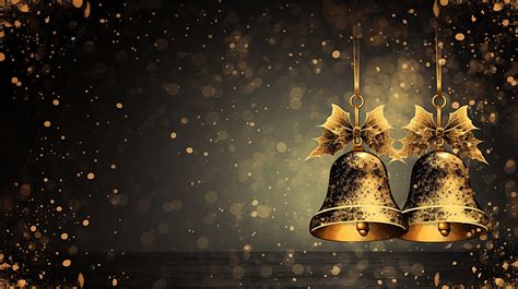 Stylish Merry Christmas Greeting With Golden Bells On Grunge Background ...