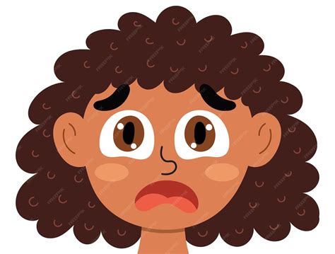 Premium Vector | Scared emotion face. Little girl clipart with ...