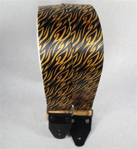 Flames Vegan Guitar Strap: Nylon with Vinyl Ends, Adjustable ...