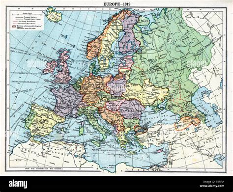 Map of Europe political divisions in 1919 (after the treaties of Brest-Litovsk and Versailles ...