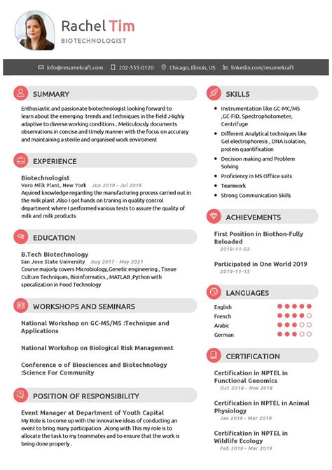 Biotechnology Resume Examples 的图像结果