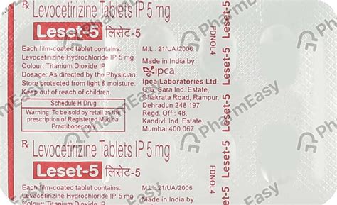 Leset 5 MG Tablet (10): Uses, Side Effects, Price & Dosage | PharmEasy