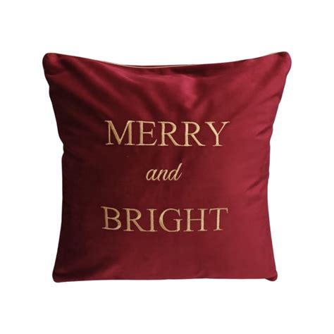 Poduszka welurowa czerwona Merry and Bright 45x45cm | mchome.pl