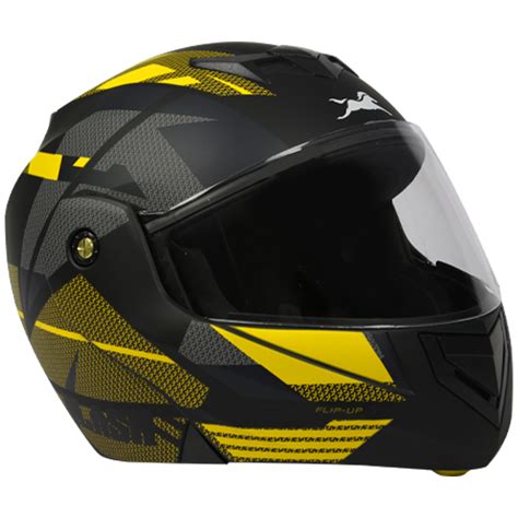 TVS Flip-Up Full Face Helmet | Yellow and Black Helmet