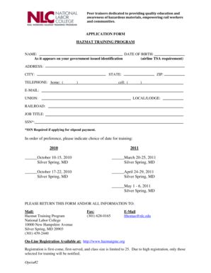 Fillable Online bmwe 2010-2011 Hazardous Materials Awarenes Application ...