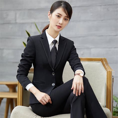 秋季新款长袖职业装女套装韩版气质时尚商务白领西装面试正装西服-阿里巴巴