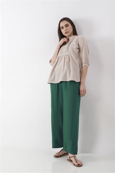 Buy Green Solid Straight Palazzos Online at Biba India