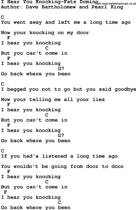 Country Music:I Hear You Knocking-Fats Domino Lyrics and Chords