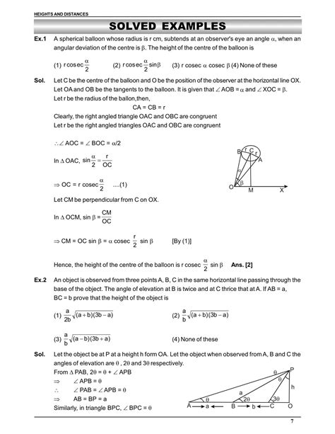 Trigonometry Height and Distance | Notes and solved Numericals for ...
