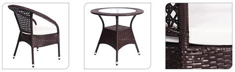 Corazzin Rattan Wicker 2 Seater Cushioned Patio Table And Chair Set ...