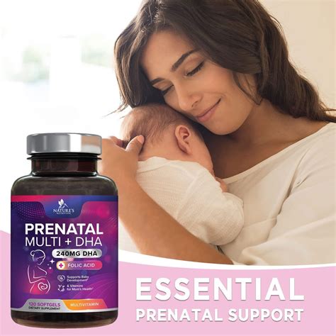 Prenatal Vitamins with DHA, Folic Acid & Essential Nutrients - 120 Softgels for Before, During ...