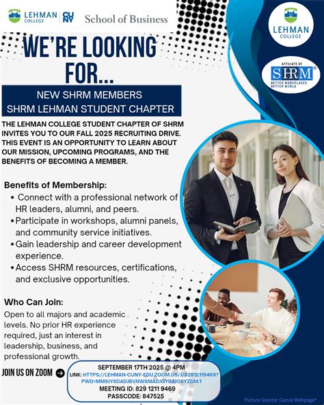 Lehman SHRM : SHRM Student Chapter Fall 25' Recruitment & Membership Drive