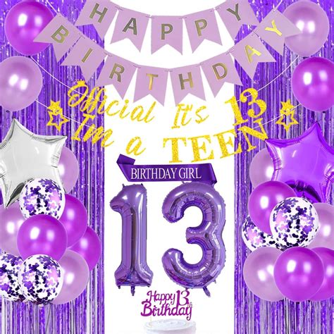 Purple 13th Birthday Decorations for Girls 13 Year | Ubuy India