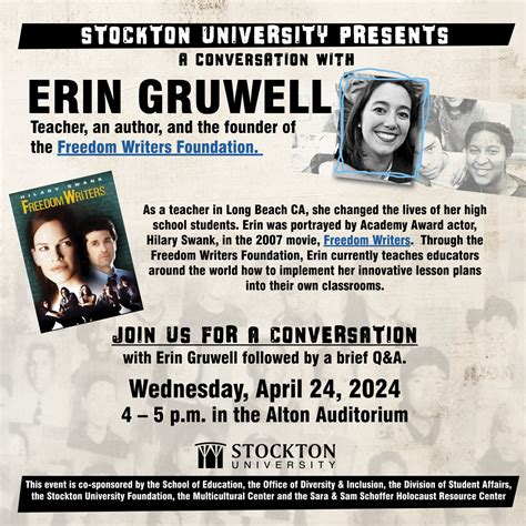 A Conversation with Erin Gruwell - Events | Stockton University