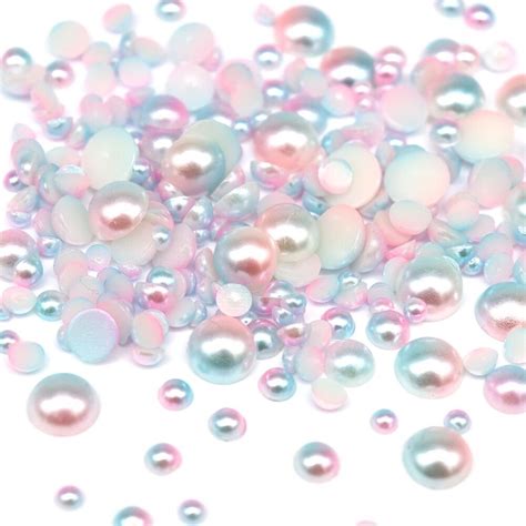 1100pcs ABS Gradient Imitation Pearls Half Round Pearls Assorted Mixed ...
