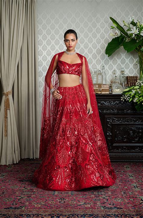 Red on Red Embroidered Lehenga Set – Manish Malhotra