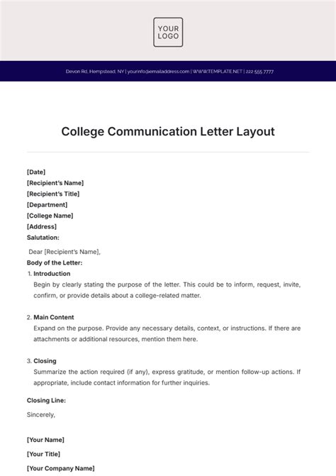 Free College Letter Template to Edit Online