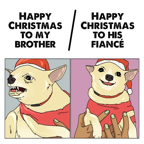 Merry Christmas Brother And His Fiance Funny Dog Meme Card | Boomf