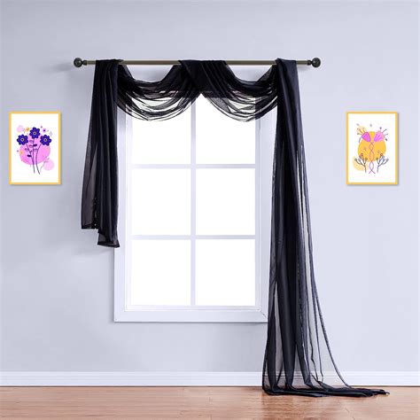 Amazon.com: Warm Home Designs 18 Feet Long Sheer Black Window Scarf ...