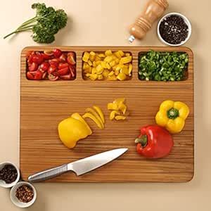 Buy Utopia Choice Teak Wood Chopping Board with Compartments for ...