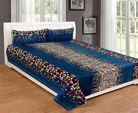 Taank Traders 144 TC 3D Printed Poly Cotton Double Bedsheet with 2 ...