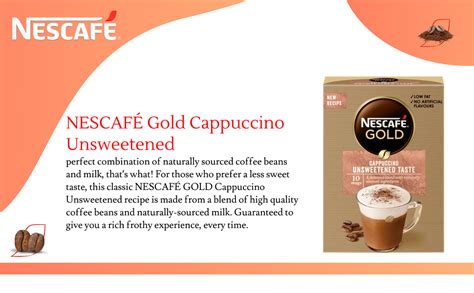 Nescafe Gold Cappuccino Unsweetened Taste Pouch, 113 Gram - Whole Bean ...