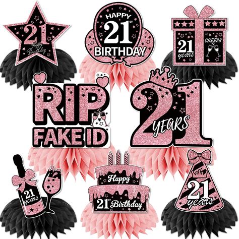 Amazon.com: 21st Birthday Decorations for Her,8 Psc 21st Birthday ...