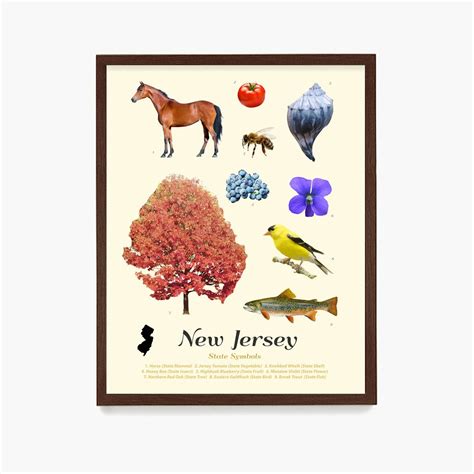 New Jersey State Symbols Poster, New Jersey Poster, New Jersey Wall Art ...