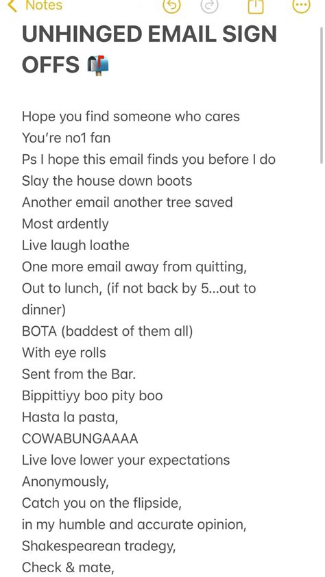 UNHINGED EMAIL SIGN OFFS PT 2 | Funny emails, Funny words, Cool words