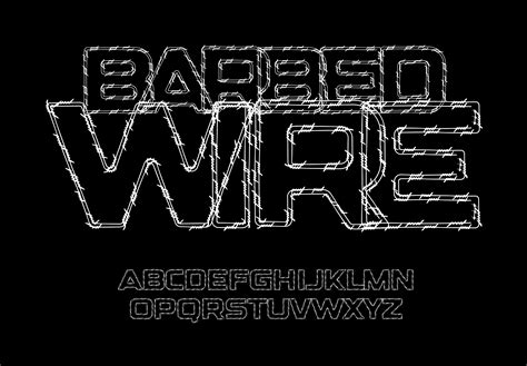 Barbed wire letters and numbers set. Thin contour lines, style vector ...