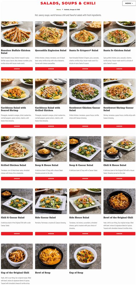 Chili's Menu Printable