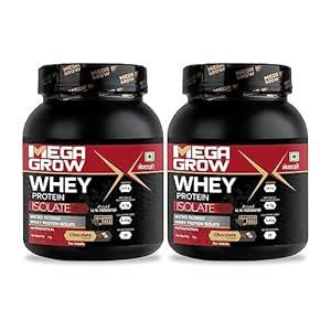 Megagrow Whey Protein Isolate 2kg (2 * 1Kg), Chocolate Combo – Gluten ...
